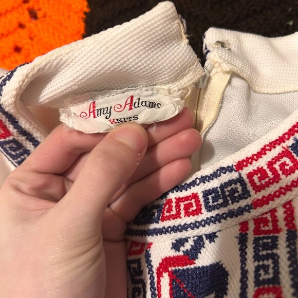 1960s MOD amy adams knits 60s mod embrodiered stripe hippie white dress! - Picture 12 of 16